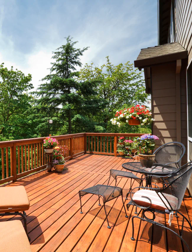 sunny back yard deck